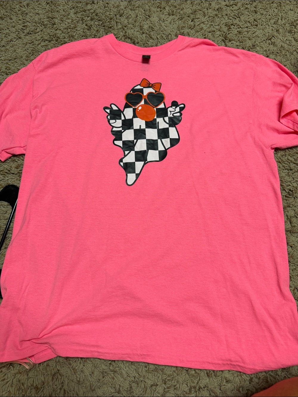 Gildan Hot Pink Graphic Tee with Orange Accent